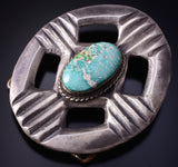 Silver & Sonoran Gold Turquoise Navajo Tufacast Buckle by Rose Tsosie 5J18O
