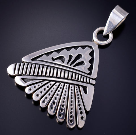 Vintage Silver Navajo Handmade Arrowhead Pendant by Steven Begay 5L21Q