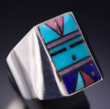 Size 10-1/2 Silver Multistone Navajo Inlay Yei Bi Chei Mens Ring Jimmy Harrison 6F22N