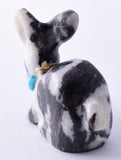 White and Black Marble Zuni Fetish - Rabbit by Alvert Lamy 5L09F