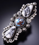 Sz 9.5 Silver Golden Hills Turquoise White Buffalo Navajo Ring Erick Begay 6C01S