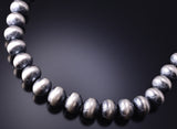 18" Silver Handmade 12mm Navajo Pearls Necklace by Bryannen Halwood 6F22W