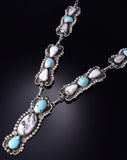 Silver & Golden Hills Turquoise White Buffalo Navajo Necklace Erick Begay 6C02X