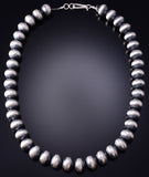 18" Silver Handmade 12mm Navajo Pearls Necklace by Bryannen Halwood 6F22W