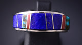 Size 6 Silver & Lapis Multistone Navajo Inlay Ring by Orlinda James 5L07C
