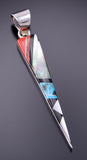 Silver & Turquoise Multistone Zuni Inlay Pendant by Cleo Kallestewa 3F05L
