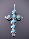 Silver & Turquoise Zuni Handmade Cross Pendant by David Kaamesee 3F19D