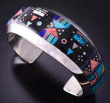 Silver Multistone Navajo Inlay Yei Bi Chei Wide Bracelet by Jim Harrison 4C13B