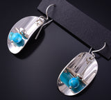 Silver & Turquoise Navajo Handmade Harmony Earrings by Jeremy Harrison 5H25T