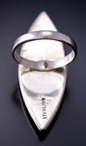 Size 5-1/4 Silver & Mother of Pearl Zuni Inlay Long Ring 6F09Y