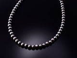 Deal of the Day - Silver Pearls Bead necklace by Navajo Artist Vangie Touchine 5mm - 18 inches 3L06C