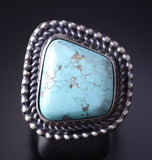 Adjustable Silver & Kingman Turquoise Navajo Ring by Antoinette Martinez 5L07D