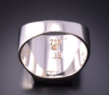 Size 13-3/4 Silver & Turquoise Multistone Navajo Inlay Mens Ring by Evangeline Davis 3F22W