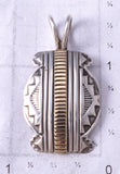 Vintage Silver & 14k Gold Navajo Handstamped Rug Pendant by Geneva Ramone 5H21K