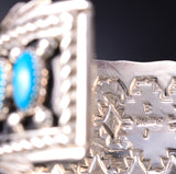 Silver & Kingman Turquoise Navajo Bracelet by Brian Jones 6H25A