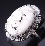 Size 10-1/4 Silver & White Buffalo Turquoise Navajo Ring - Sheryl Martinez 5L10K