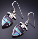 Vintage Silver & Sugilite w/ Opal Navajo Inlay Earrings by Sheila Tso 6E14Z