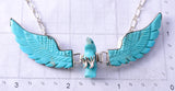 19" Silver & Turquoise 3-Piece Moveable Eagle in Flight Navajo Necklace 5F10O