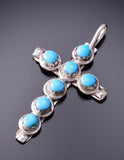 Silver & Turquoise Zuni Handmade Cross Pendant by David Kaamesee 3F19D