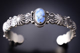 New Traditional Style Navajo Silver Bracelet With Golden Hills Turquoise by Thomas Yazzie 6K28U