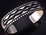 Silver Navajo Handmade Mountains Men's Bracelet by Jarrold Tahe 5J18B