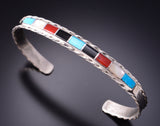 Silver & Turquoise Multistone Zuni Inlay Bracelet by Jessica Chavez 3F12G
