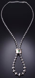 Silver & Sonoran Gold Turquoise Handstrung Navajo Pearls Loop Necklace 6H25T