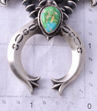 Silver & Sonoran Gold Turquoise Navajo Squash Blossom Necklace & Earrings by A. Gordon 5K22F