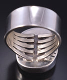 Size 7-1/2 Silver & White Buffalo Turquoise Navajo Ring by Allen Lee 5L05G