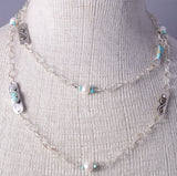 Silver & #8 Spiderweb Turquoise & Fresh Pearl Navajo Necklace Erick Begay 5H03T