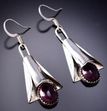 Purple Spiny Oyster Shell Navajo Squash Blossom Earrings - 6K02G
