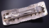 Silver & Turquoise Navajo Handstamped Hair Barrette 4L07E