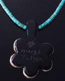 17" Santo Domingo Pueblo (Kewa) Turquoise & Onyx Balance Necklace by Mary Tafoya 5H25X