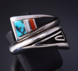 Preowned- Adjustable Silver Multistone Navajo Inlay Wrap Ring - Albert Nells 5K10Q