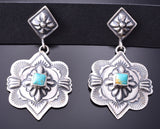 Silver & Turquoise Navajo Concho Earrings by Terry Charlie 3J22M