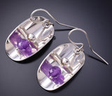 Silver & Amethyst Navajo Handmade Refection Earrings by Jeremy Harrison 6H06M