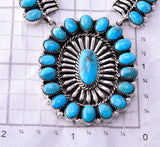 Silver & Turquoise Navajo Handmade Necklace by Jennifer Cayanditto 4A12D