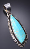 Vintage Silver & Turquoise Navajo Handmade Pendant by Leslie Yazzie 6A21W