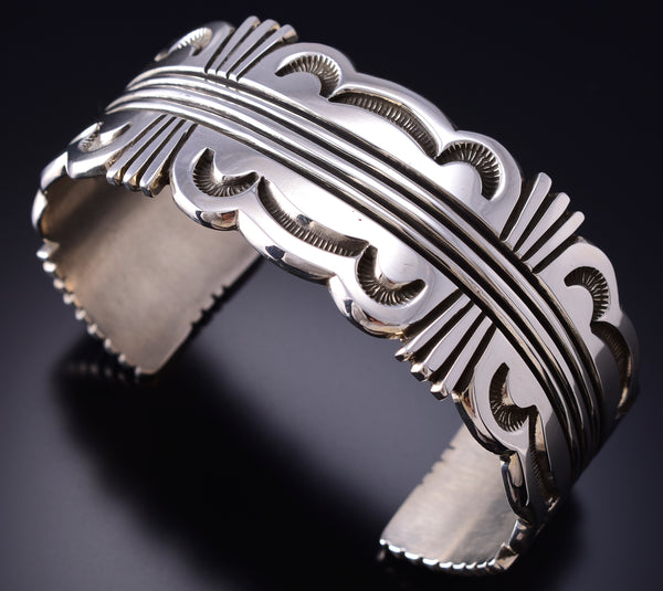 Silver Navajo Handstamped Bracelt by Erick Begay 6H15Y