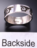 Size 13 Silver Navajo Handmade Water Symbol Ring by Calvin Peterson 3G05M