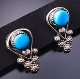 Silver & Turquoise Zuni Handmade Earrings by Verdi Booqua 3J16Y