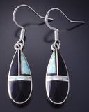 Silver & Onyx Multistone Navajo Inlay Earrings by James Manygoats 5G16E