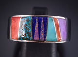Size 11-3/4 Silver & Turquoise Multistone Navajo Inlay Mens Ring - Aldora Henry 5L05K