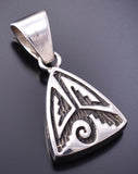 Reversible Silver Multistone Navajo Inlay Triangle Pendant by TSF 3L08K