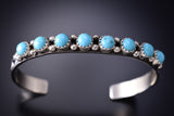 8 Kingman Turquoise Navajo Row Bracelet by Gaynell Parker 6K28X