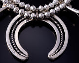 Silver & Coral Navajo Handmade Squash Blossom Necklace & Earring Set - TS 5G28P