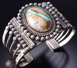 Vintage Silver & Boulder Turquoise Navajo Handmade Bracelet 6D28M