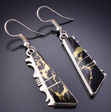 Black Pyrite - Gold and Black - Navajo inlay Earrings by Steve Francisco - 6K02O