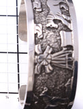 Horses and Windmill Storyteller Silver Bracelet by Elaine Becenti 6K28G