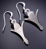 Silver & Coral Navajo Freedom Earrings by Gary Shorty 6J30A